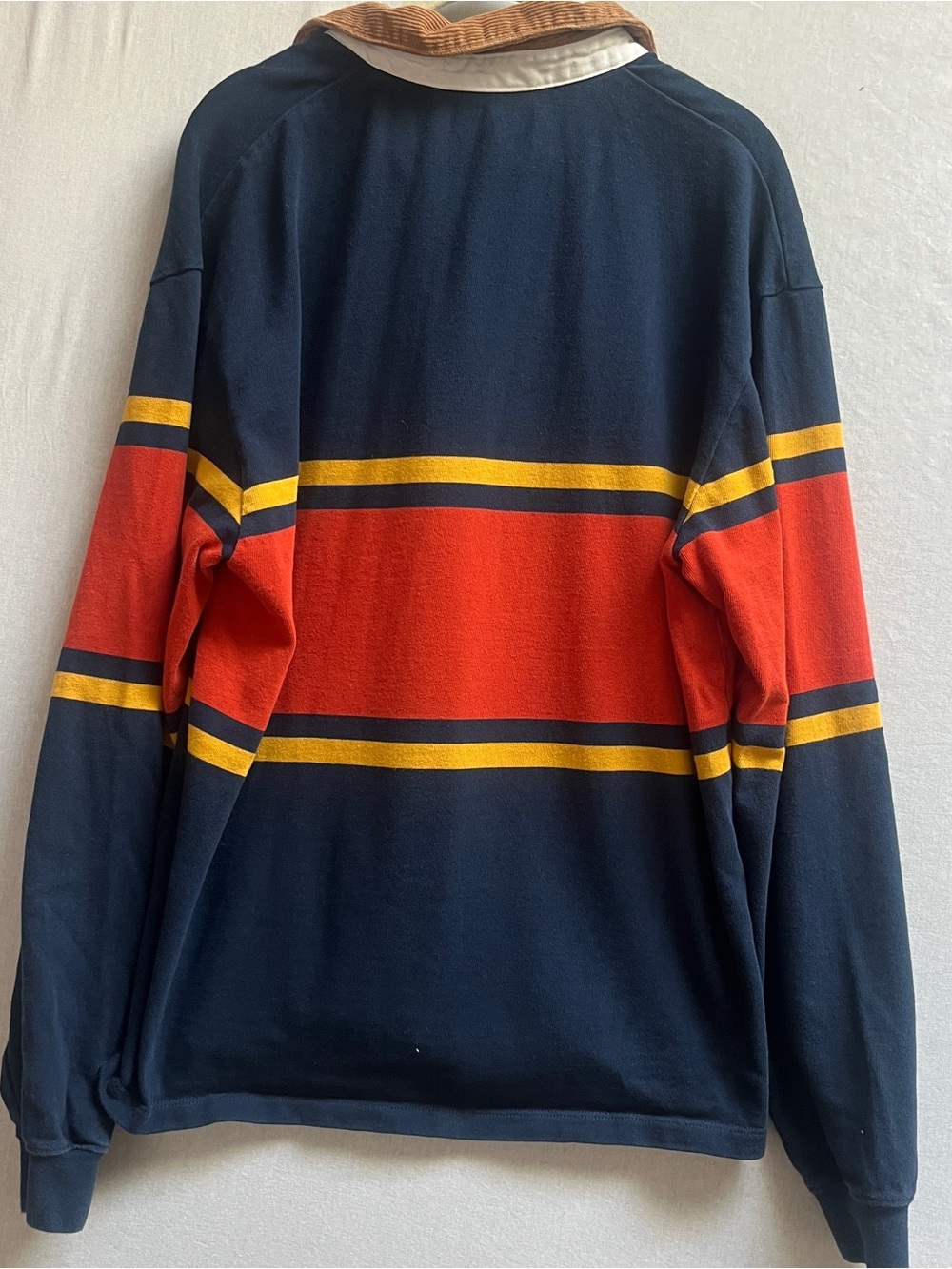 Le31 Par Simons Organic Cotton Navy Striped Rugby Shirt Corduroy Collar M - Picture 2 of 7